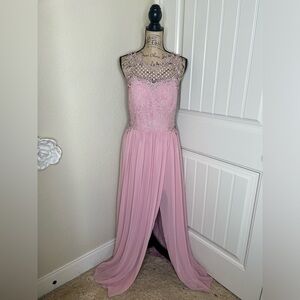 NTM: David’s Bridal City Triangles Blush Pink A-Line Gown with Gemstones Sz 17